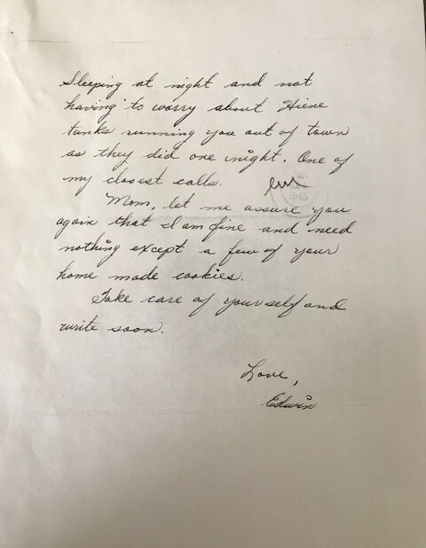 Edwin Elledge's letter to Mom